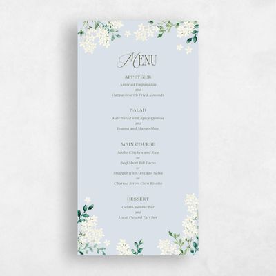 Blue Whisper Wedding Menu - Daisi