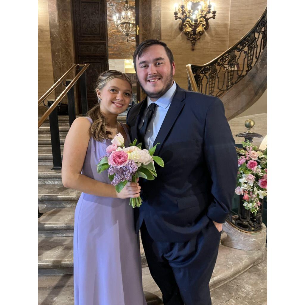 Nick and Emily at Emily's Moms Wedding in April 2023