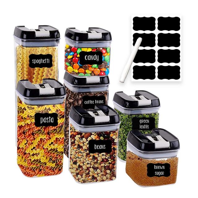 Airtight Food Storage Containers for Pantry Organization and Storage by Simply Gourmet. 7-Piece Set + 16 FREE Chalkboard Labels & Marker. Air Tight Containers for Food - Perfect for Kitchen Storage