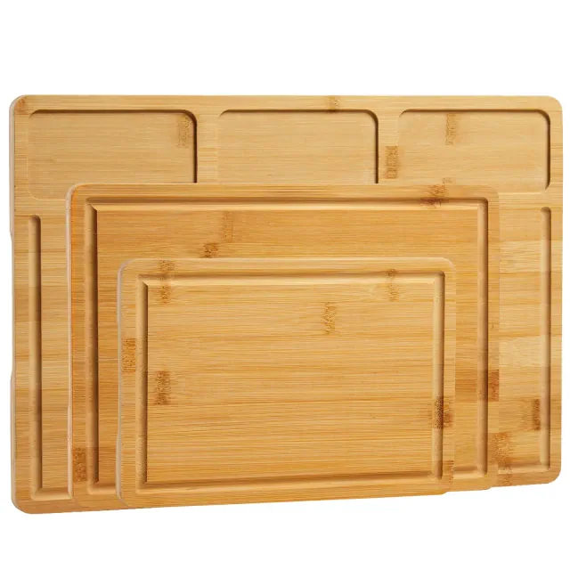 Bamboo Cutting Board Set with Prep Slots, 3 Sizes Cutting Boards for Kitchen with Juice Groove