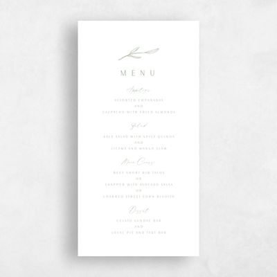 Green Greenery Wedding Menu - Avila Letterpress