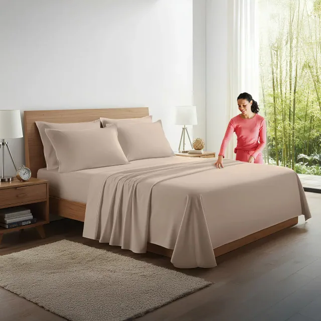 Kickoff Viscose Bamboo Sheets King Size 4-pc Organic Bamboo Viscose Bed Cooling Sheets King Size Set Flat, Fitted, Pillowcases