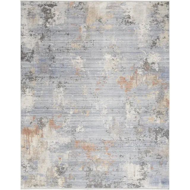 Nourison Modern Abstract Indoor Rug Grey Blue 7'10" x 10'