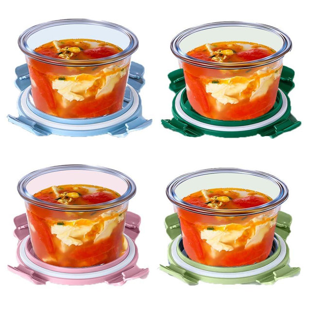 X.SSTTXN 4-Pack Glass Food Storage Container With Airtight Lids,2-Cup Glass Meal Prep Containers, Small Leak Proof Soup Bowls, Reusable Glass Food Container, Dishwasher Microwave Freezer Safe