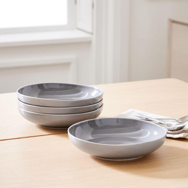 Organic Low Bowl, Set of 4, Frost Gray