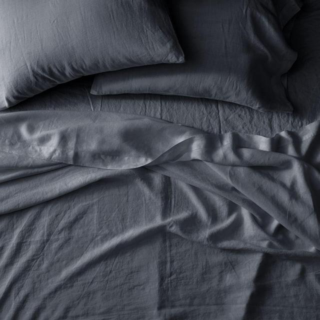 European Flax Linen Sheet Set, King, Graphite