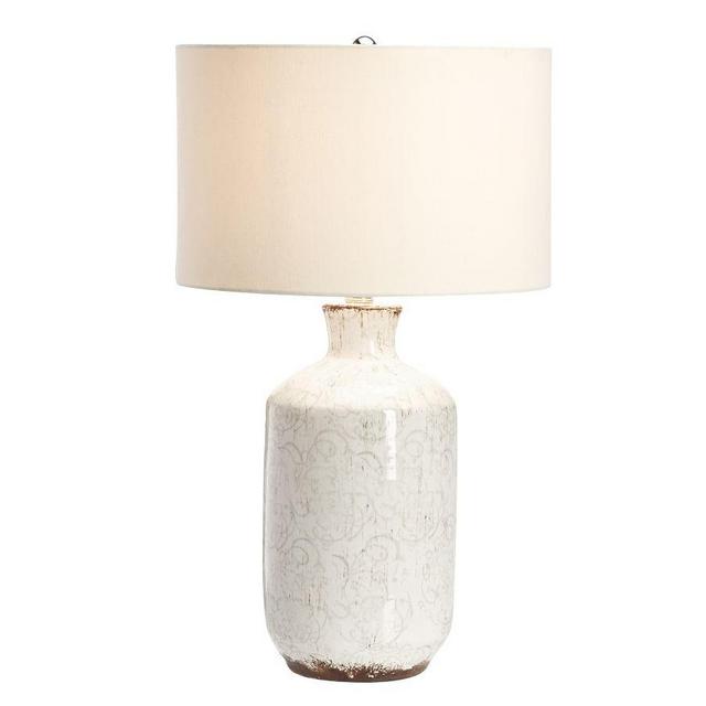 Jamie Young Bethany Ceramic Bedside Lamp, Ivory with Moss Green