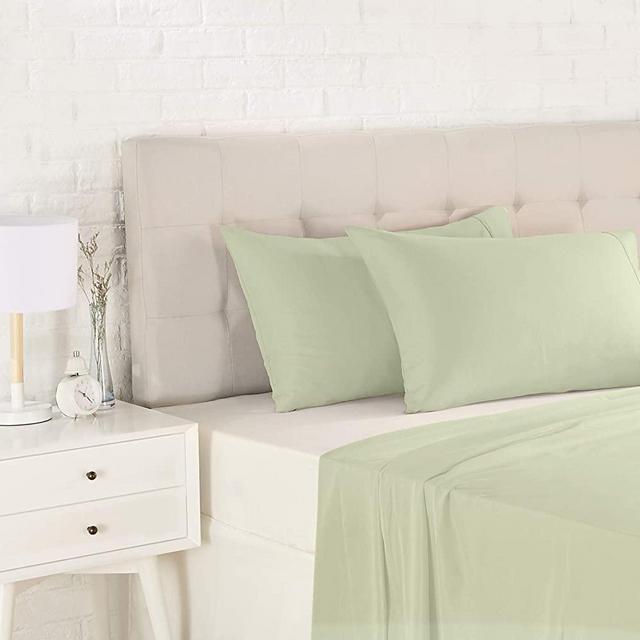 AmazonBasics Light-Weight Microfiber Pillowcases - 2-Pack, Standard, Celadon Green