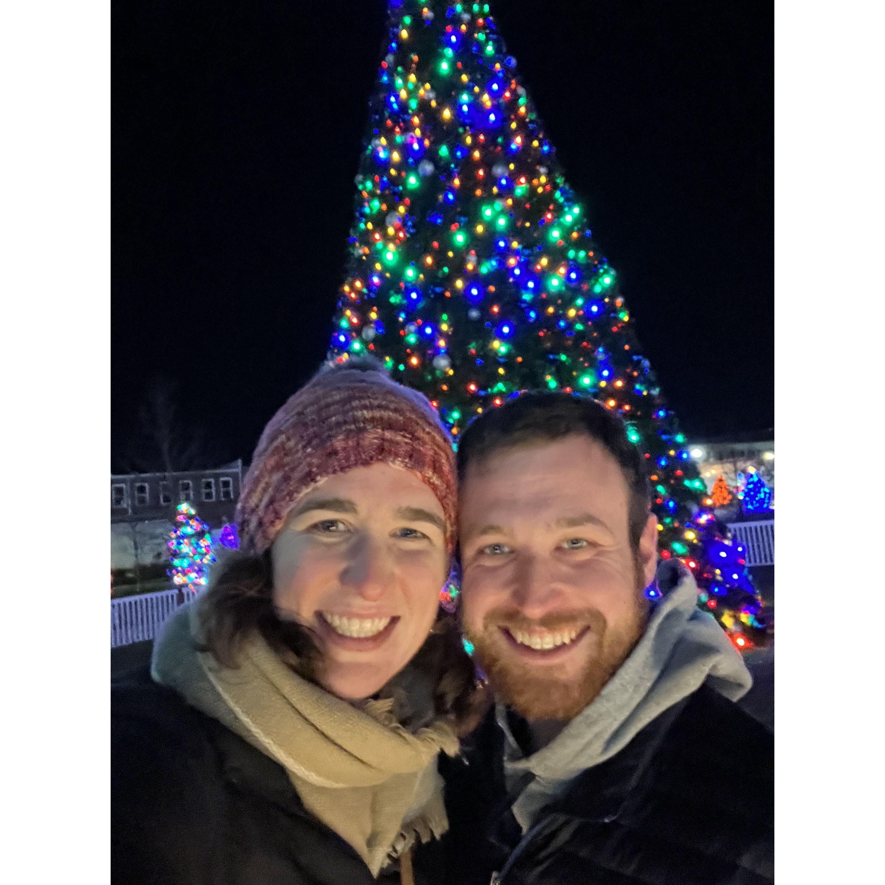 Walking through the Christmas trees in Founder's Park