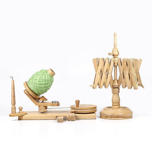 Wooden Yarn Winder with Swift – Manual Yarn Ball Winding Tool for Knitting and Crocheting – Combo Kit (Winder + Swift Beechwood)