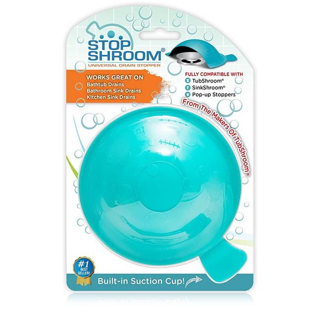 StopShroom STBLU232 Universal Stopper Plug Cover for Bathtub, Bathroom and Kitchen Drains, Aqua