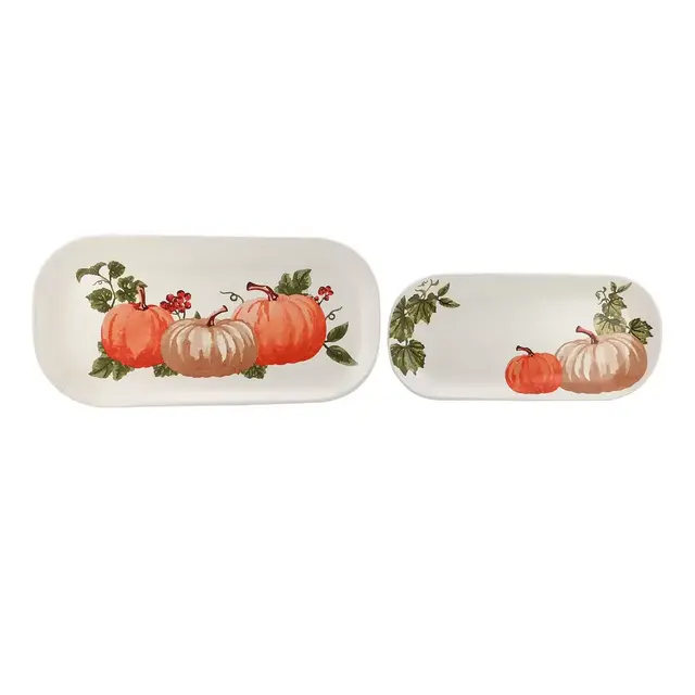 Pumpkin 2-Piece Rectangular Platters in White
