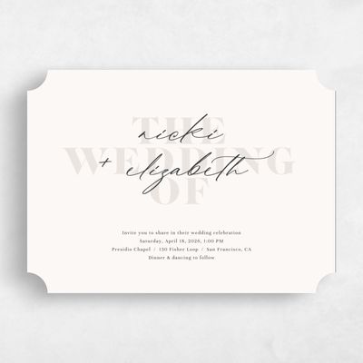 Beige Ticket Wedding Invitation - Temecula Landscape