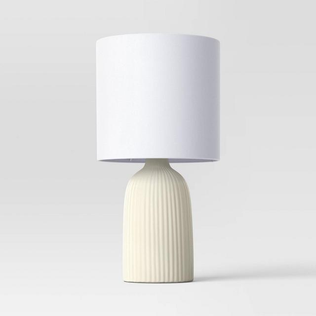 Fluted Ceramic Mini Table Lamp Tan - Threshold™