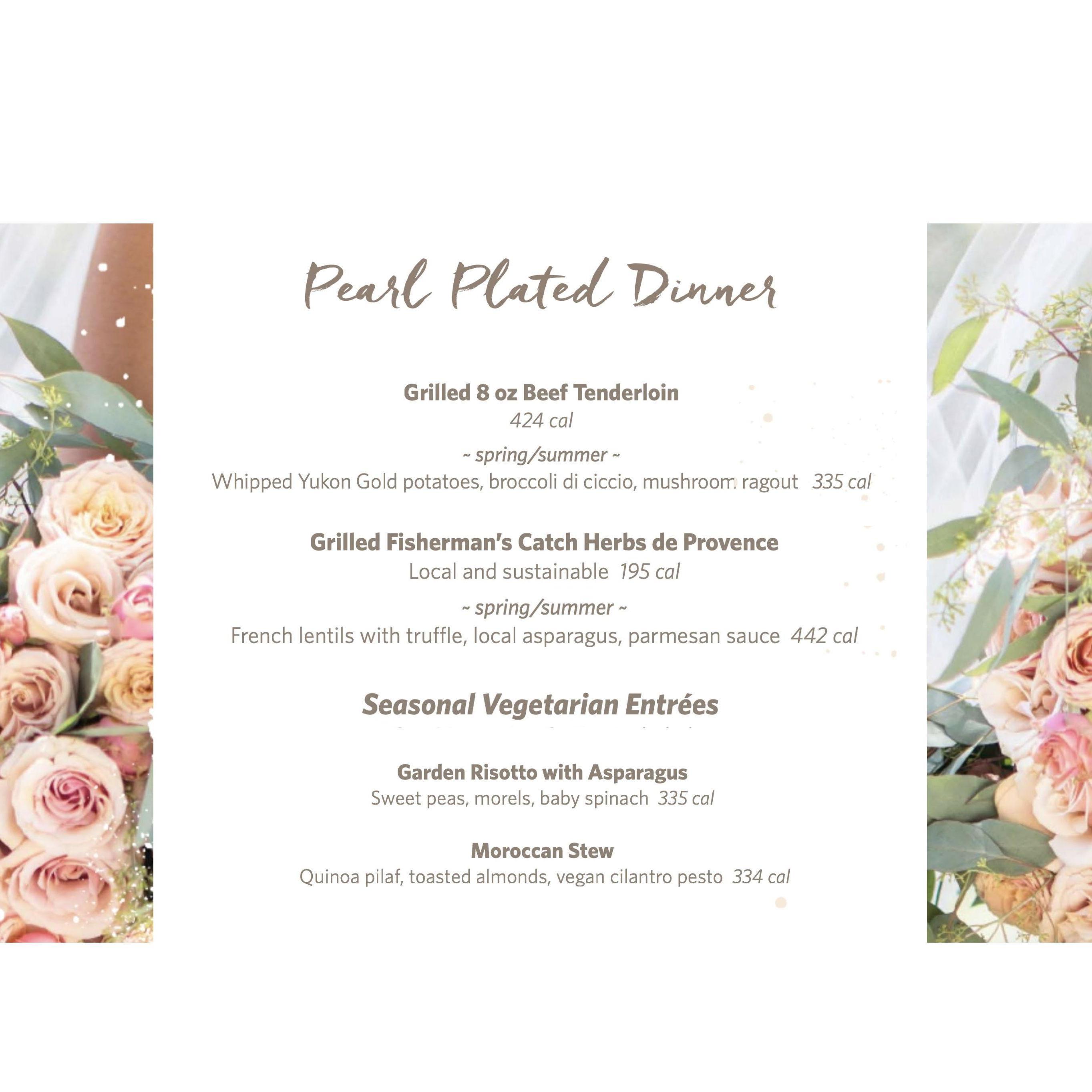 Our wedding's entree options for the plated dinner. Other food included in the event can be read in our "FAQ" page.