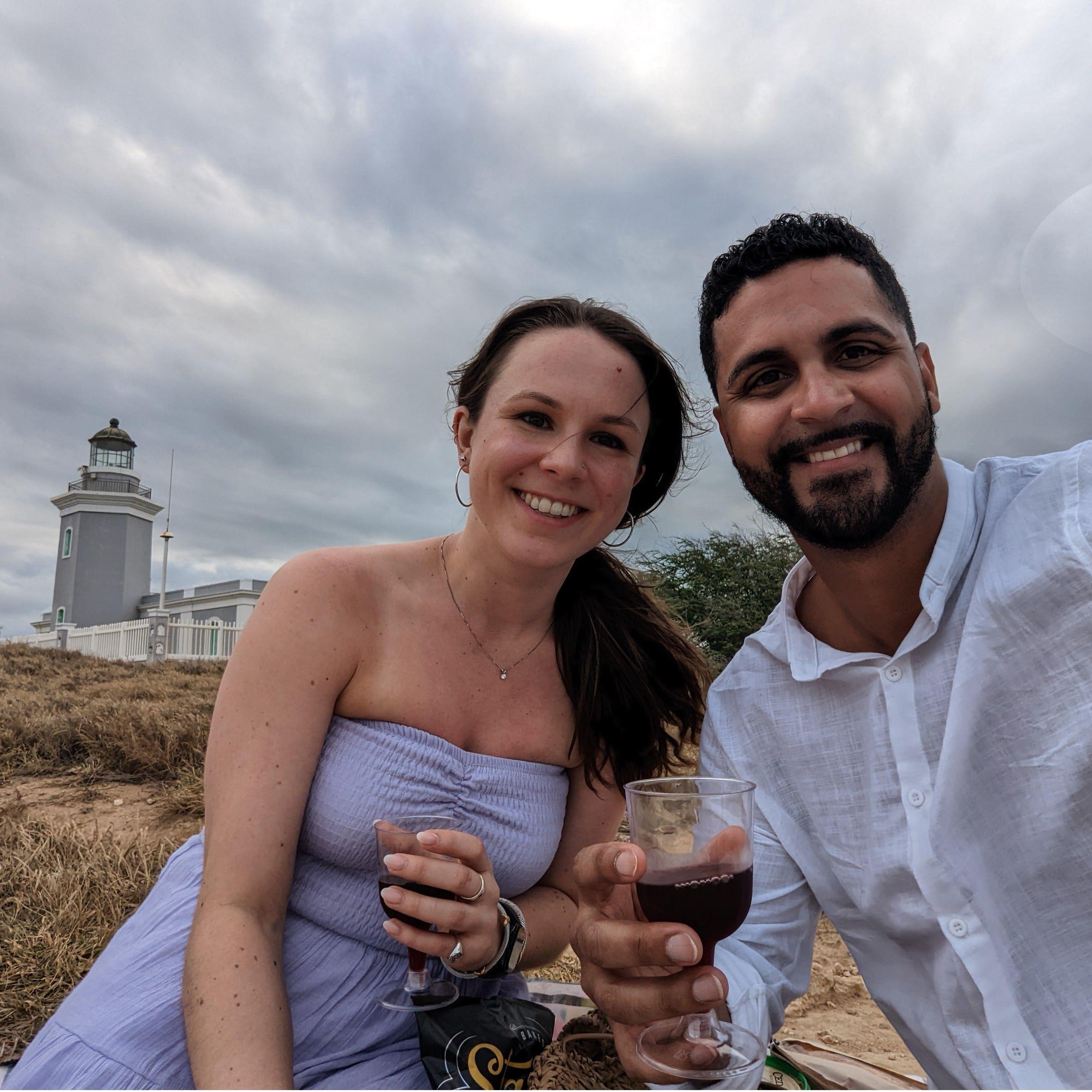 What started as Manny's plan for a wine and charcuterie picnic ended in a beautiful sunset proposal!