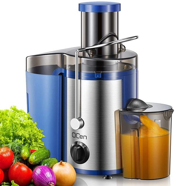 Juicer Machine, 500W Centrifugal Juicer Extractor with Wide Mouth 3” Feed Chute for Fruit Vegetable, Easy to Clean, Stainless Steel, BPA-free(Blue)