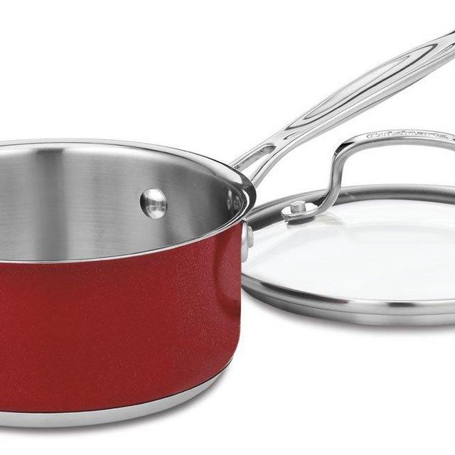 Cuisinart CS19-16MR Chef's Classic Stainless 1-1/2-Quart Saucepan with Cover, Metallic Red
