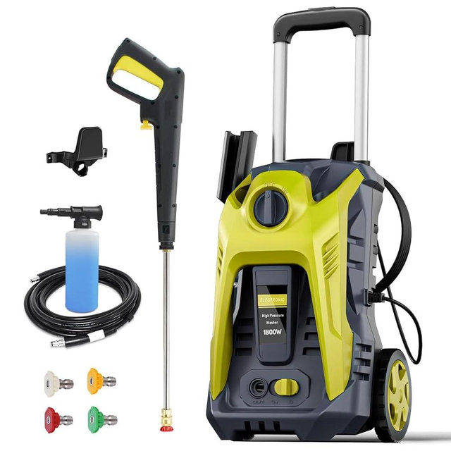 Electric Pressure Washer 4800PSI-Max 2.9GPM Pressure Washer with 25 FT Hose, 4 Quick Connect Nozzle,16.9 Oz Soap Tank Orange Cleaning for Pool, Patio, Car