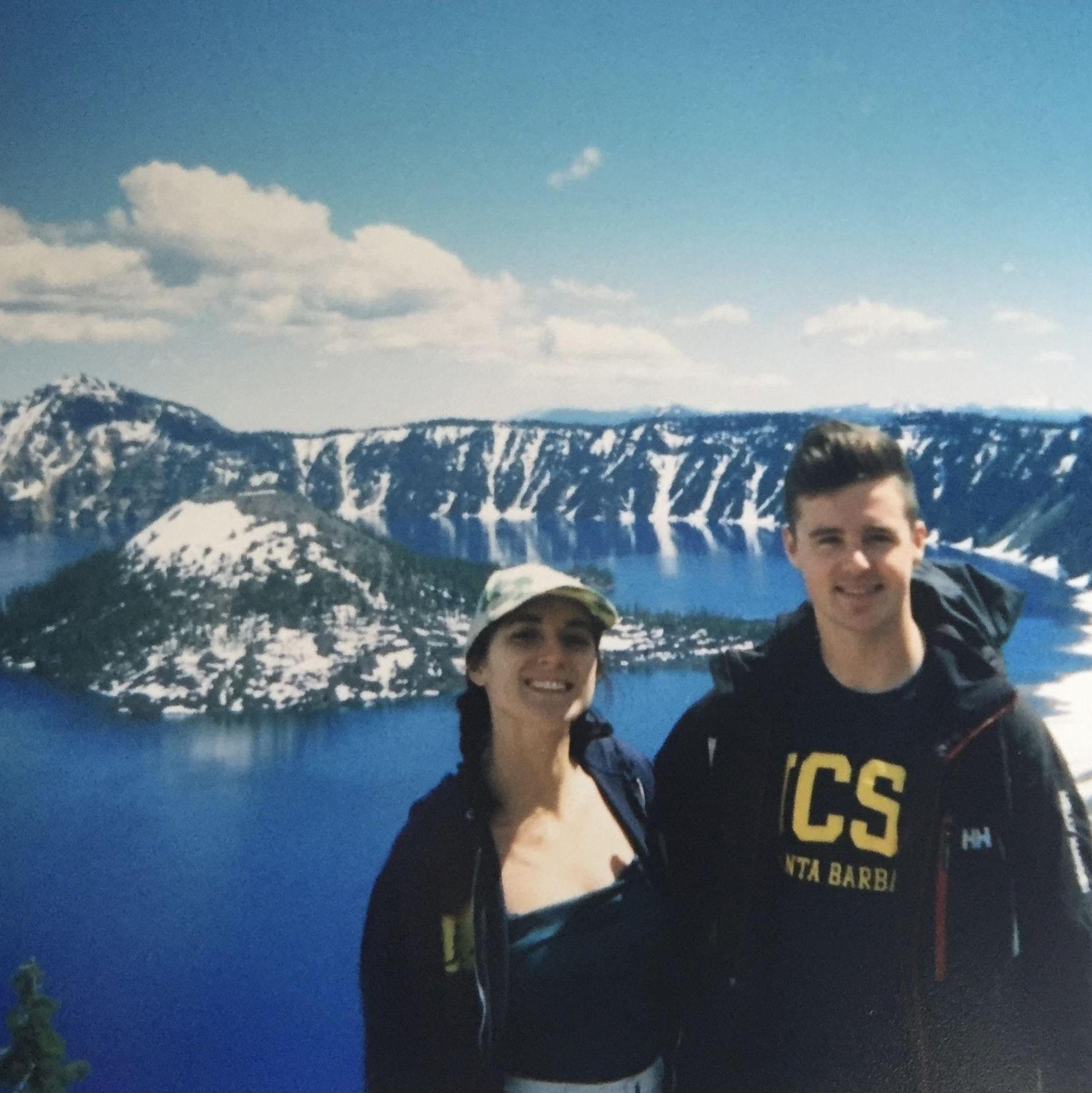 We took a road trip from Santa Barbara up to Washington and back when we were in uni. It was a first "big" trip together. Here we are at Crater Lake