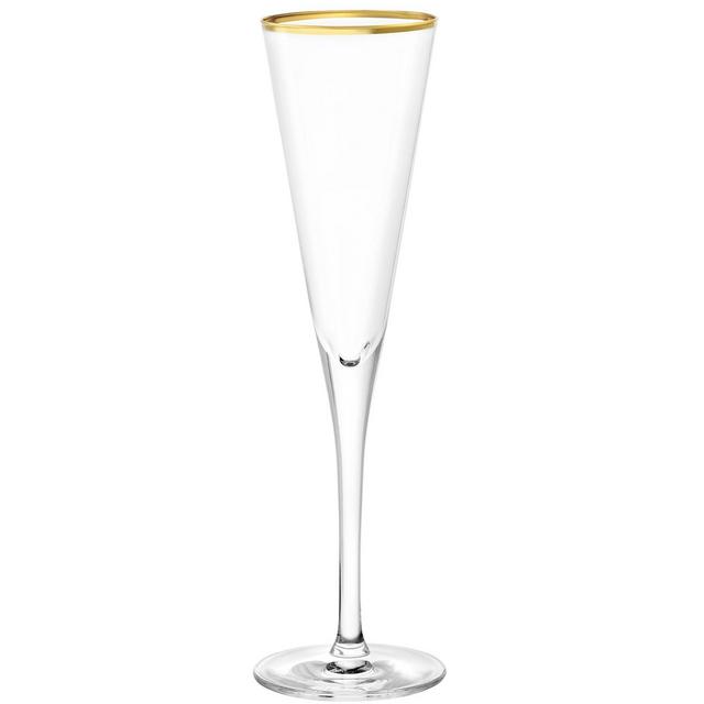 5.8oz 6pk Glass Champagne Trumpet with Gold Rim Drinkware Set - Stolzle Lausitz
