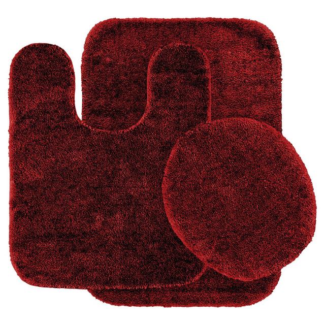 3pc Traditional Washable Nylon Bath Rug Set Red - Garland