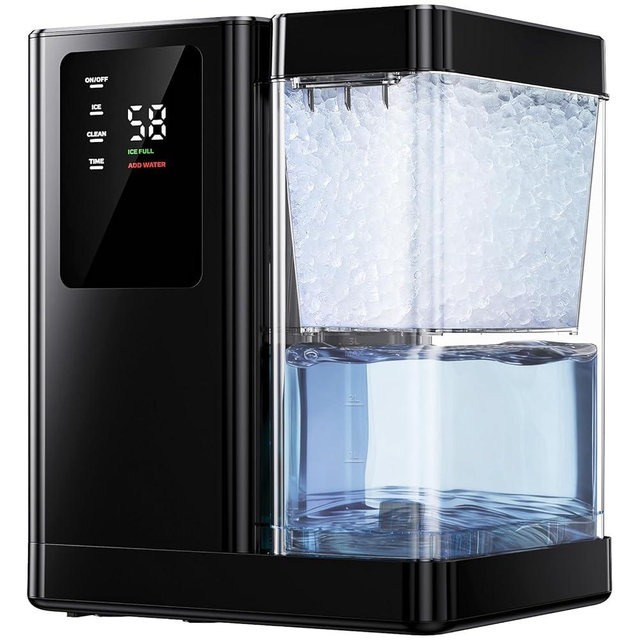 Silonn Nugget Ice Maker Countertop with 3L Detachable Water Tank, 40 lbs/24H Soft Chewable Ice, Self Cleaning Ice Machine with Timer Function, Pebble Ice Maker for Kitchen, Party and Office