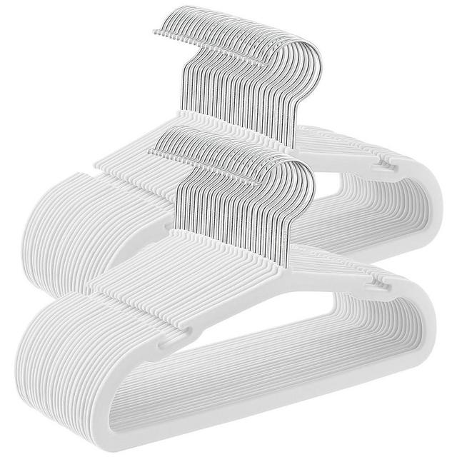 SONGMICS Baby Hangers 50 Pack, 11 x 6.9 Inches, Non-Slip Velvet Kids Hangers for Closet, Space-Saving, Wide Shoulder Notches, Cloud White UCRF037W01