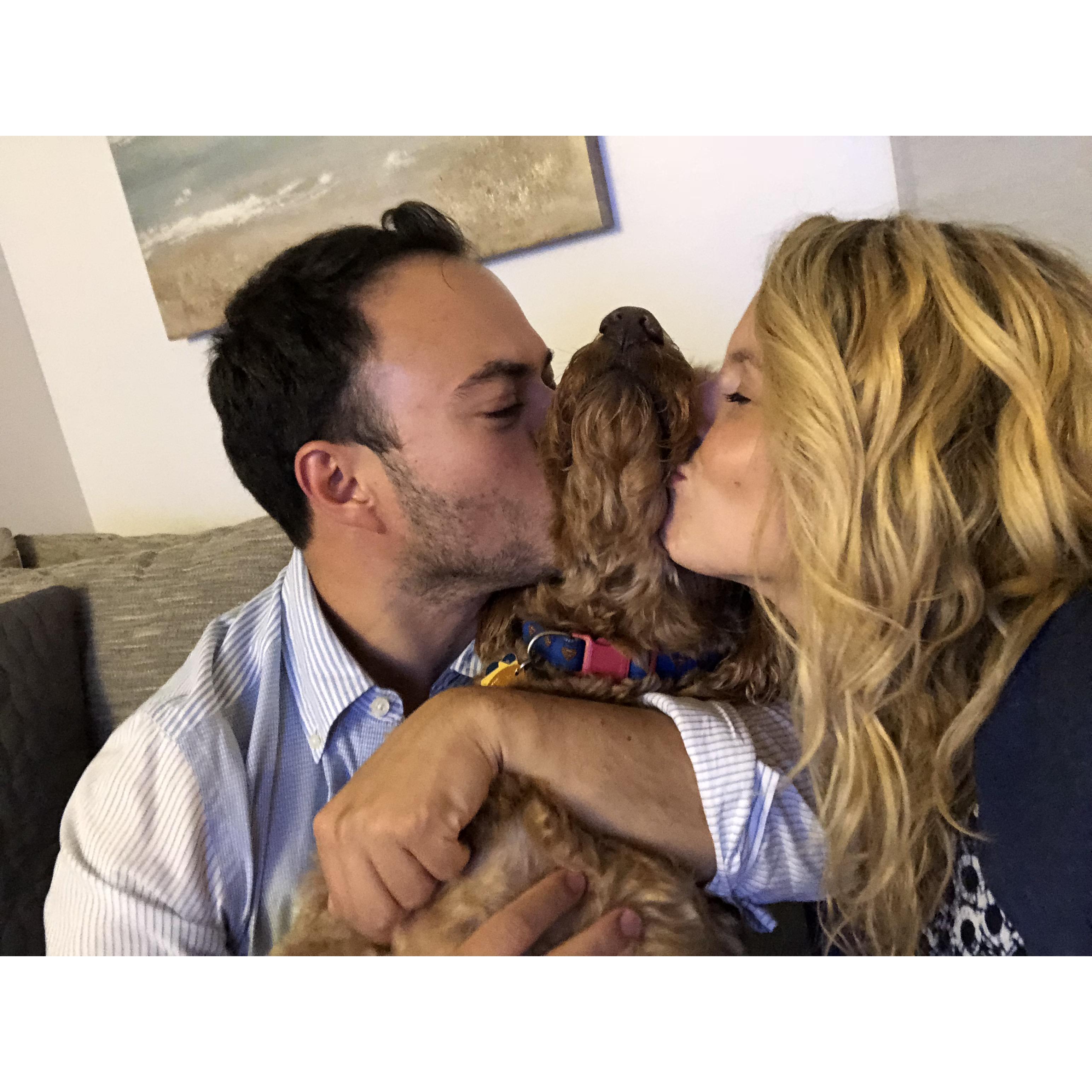With our fur baby, Fudge