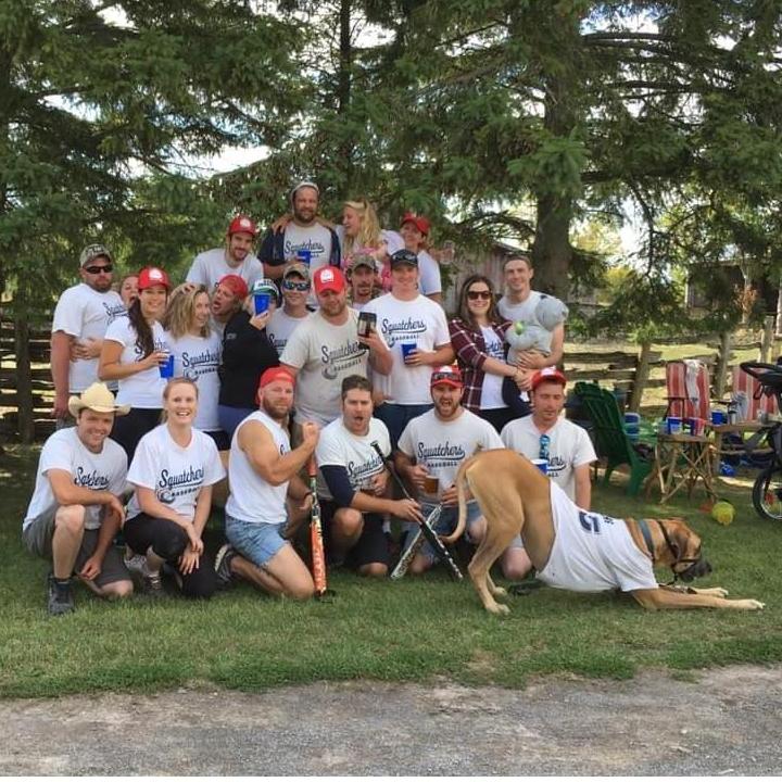 The Squatchers Baseball Team! These are our people! We are so lucky to spend every Sunday in the summers with all of our best friends