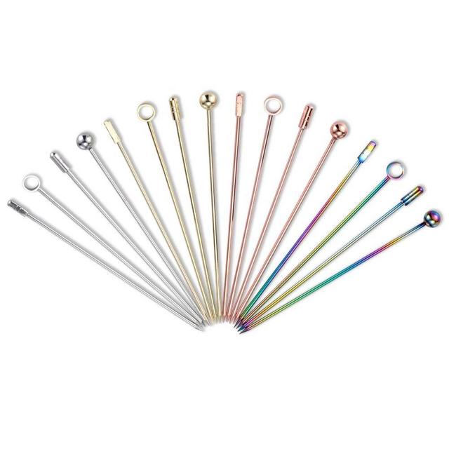 Dsmile Colorful Stainless Steel Cocktail Picks Fruit Stick Toothpicks(Set of 16)