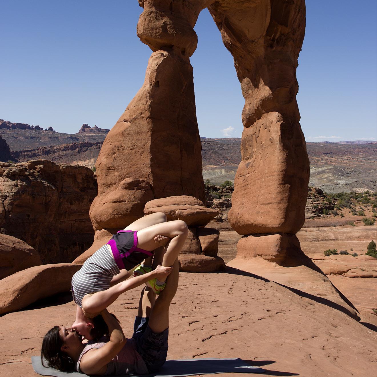 The "Waterfall" acro pose, in which Robert proposed to Maryna.