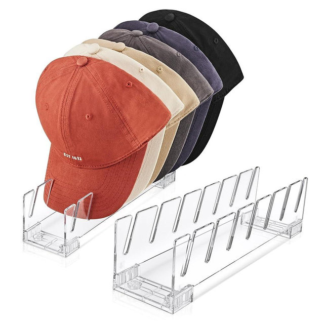 SMARTAKE Hat Stand for Baseball Caps, 2 Pcs Hat Organizer for 14 Baseball Caps, Hat Racks for Baseball Caps, Hat holder Display and Organizer for Bedroom, Closet, Dresser, Office