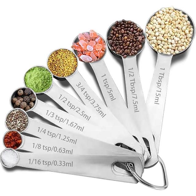 YUNNKEEY 9PCS Measuring Spoons Set Stainless 1 tbsp, 1/2 tbsp, and 1-1/16tsp Steel Measuring Spoons for Cooking Baking Spice Jars and Liquid Ingredients