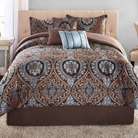 Mainstays 7-Piece Jacquard Bedding Comforter Set, Victoria