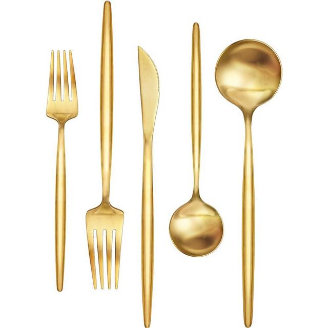 60-Piece Gold Silverware Set, Flatware Set for 12, Food-Grade Stainless Steel Cutlery Set, Includes Spoons Forks Knives, Kitchen Cutlery for Home Office Restaurant Hotel