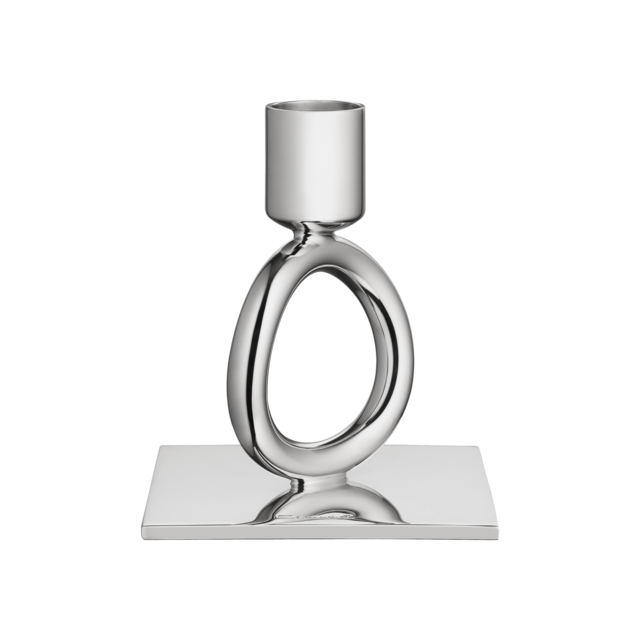 Silver-Plated Single-Ring Candlestick Holder Vertigo