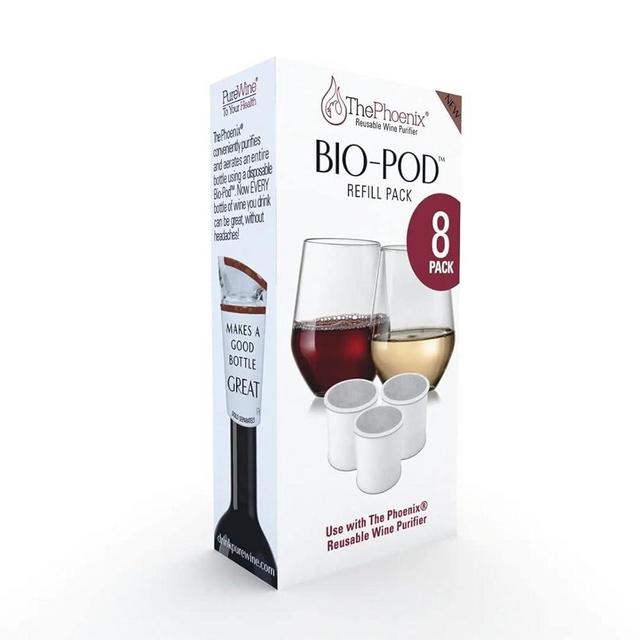 PureWine Phoenix Bio-Pods 8-Pack Refill for Wine Filter - Eco-Friendly, Portable, Reusable Wine Aerator - Histamine & Sulfite Filter & Purifier