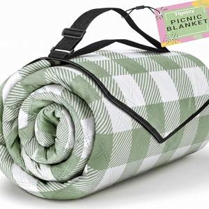 TigeJoy Extra Large Picnic Blanket Waterproof Foldable 80''x80'', Outdoor Picnic Mat Beach Blanket Sandproof for Park, Grass, Travel, Hiking, Camping Essentials, Gingham Picnic Blanket