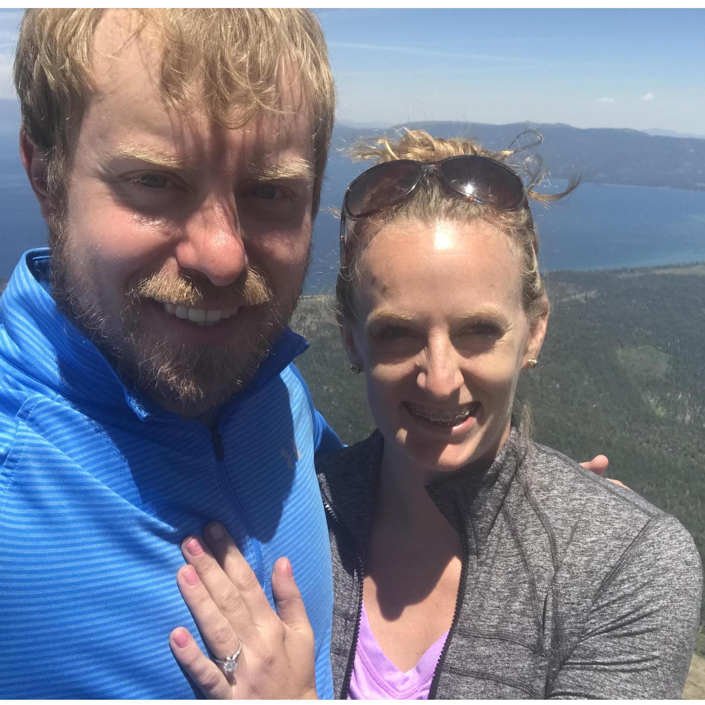 ENGAGED at the top of Mount Tallac