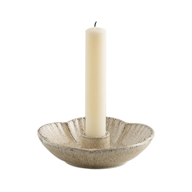 Ceramic Candle Holder, Candlestick Holder for Candles,Incense, Santo Palo, Rustic Vintage Home Decor for Halloween Christmas Weddings, Dining Room Table & Living Room Display (Camel)
