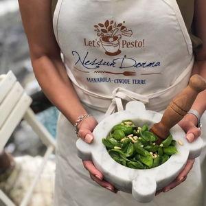 Pesto Making Class in Cinque Terre on our Honeymoon!