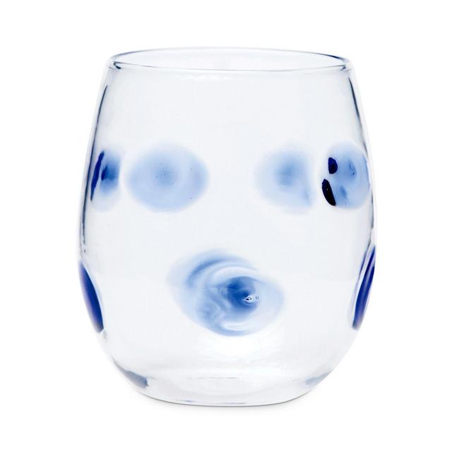VIETRI Drop Blue Stemless Wine Glass