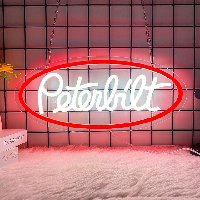 Foxiden Peterbilt Neon Sign for Wall Decor, Dimmable Peterbilt Garage Truck Led Neon Light Sign USB Powered for Farm Bedroom Man Cave Bar Birthday Gifts