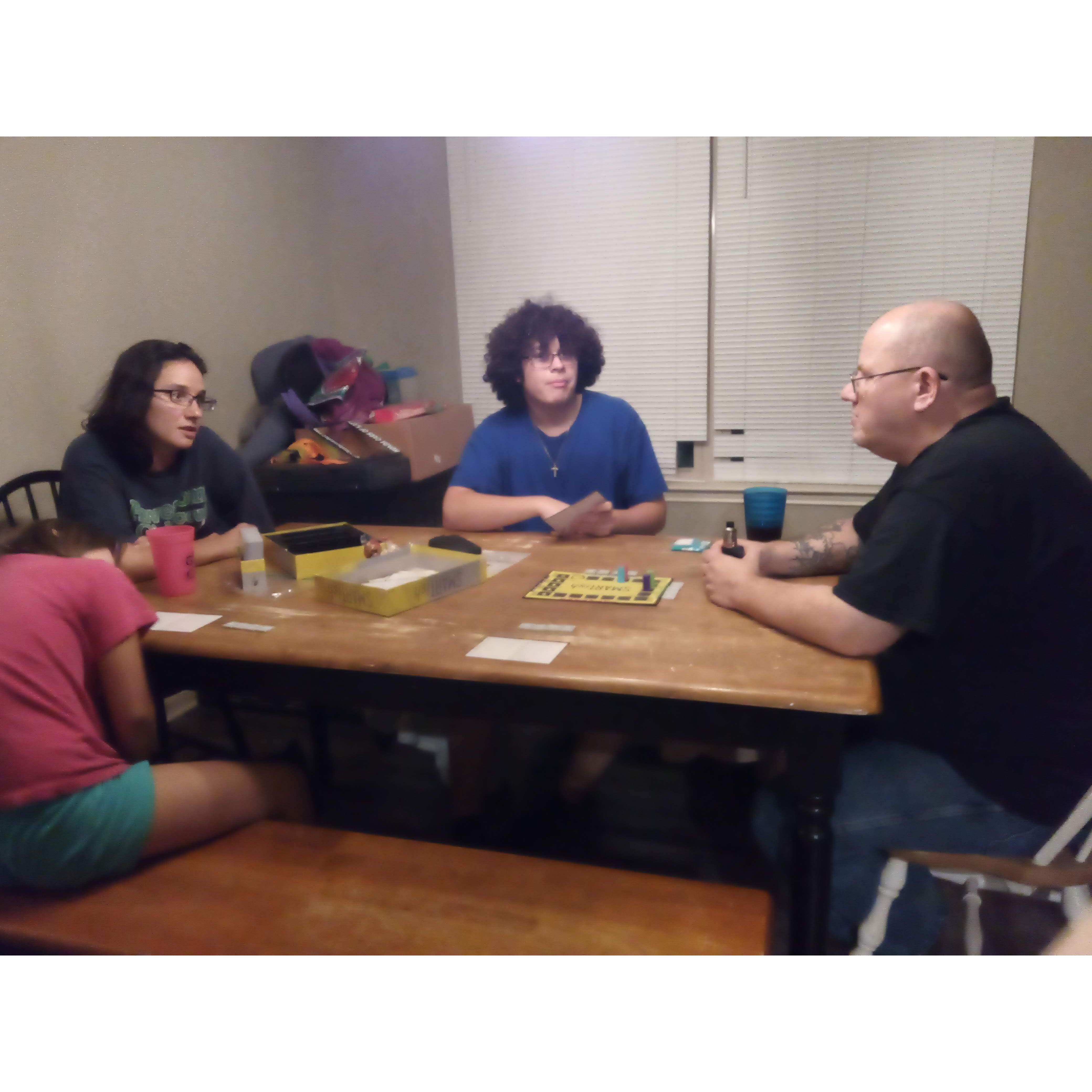 Game night with Connie's parents