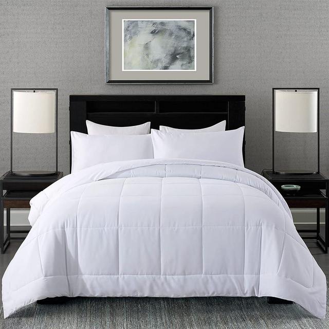 DOWNCOOL Queen Comforter Set -All Season Bedding Comforters Sets with 2 Pillow Cases-3 Pieces Bedding Sets Queen -Down Alternative White Queen Size Comforter Sets(88"x90")