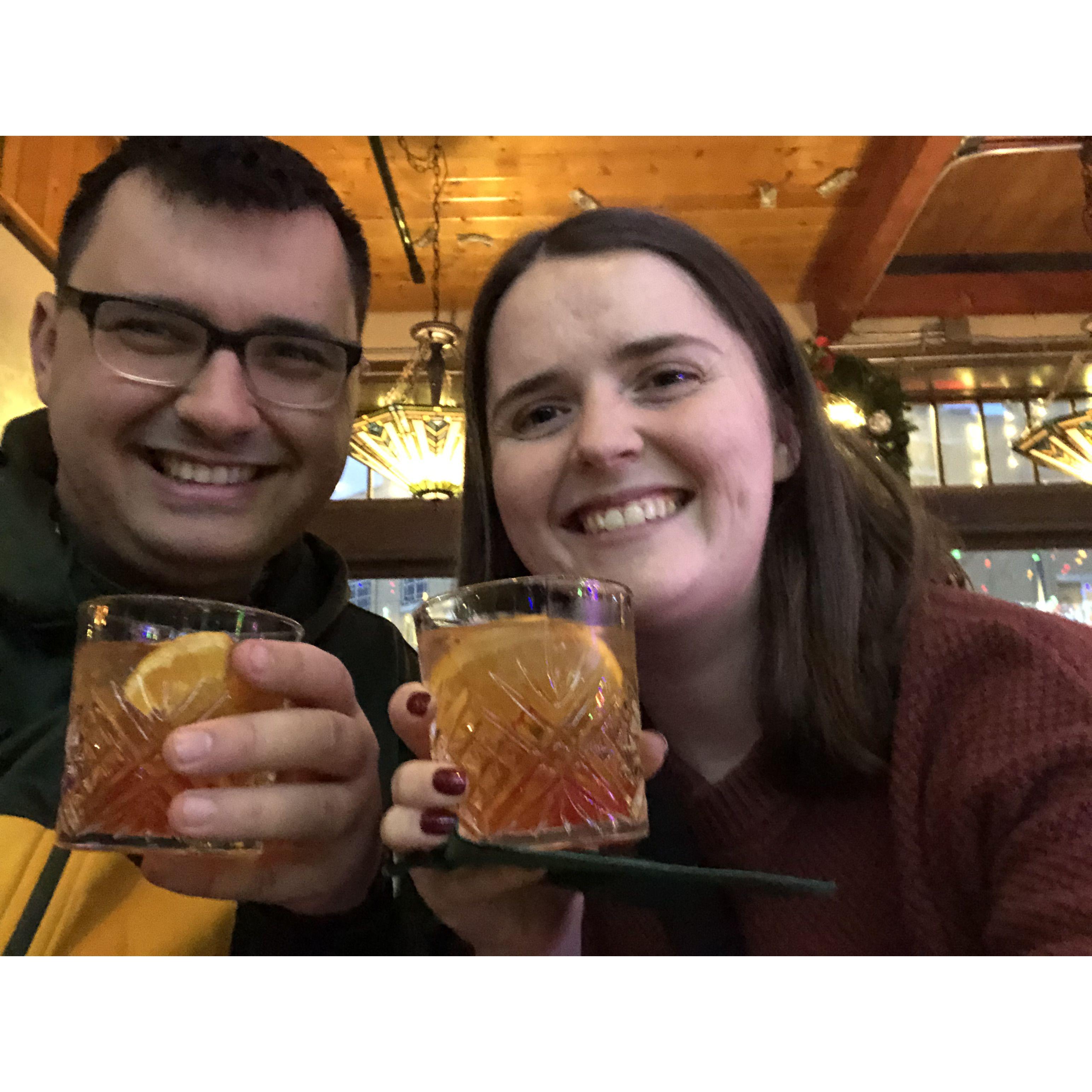 Enjoying a brandy Old Fashioned