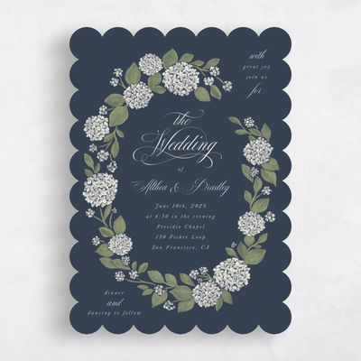 Grayed Navy, Blue Wedding Invitation - Giselda Portrait
