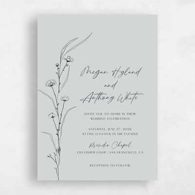 Blue Sage Mist Wedding Invitation - Rolland Portrait