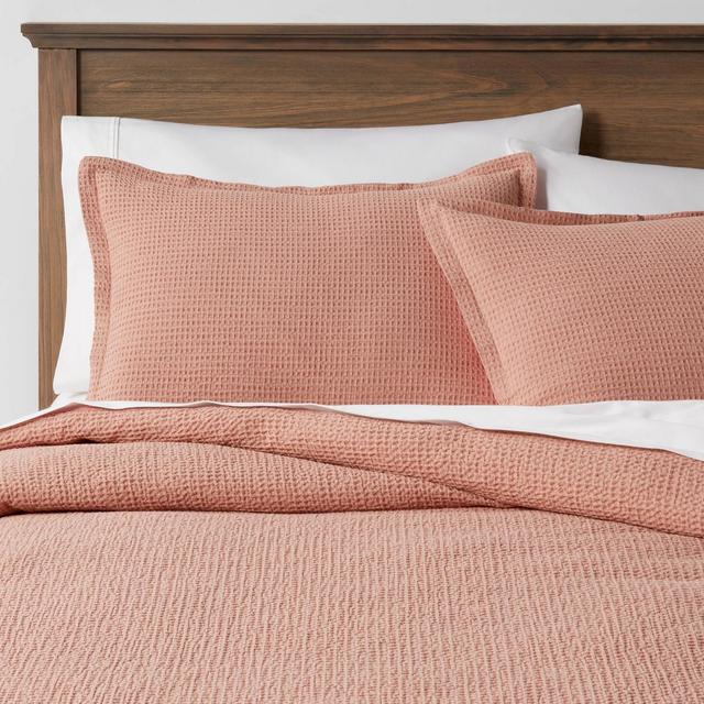 Full/Queen Washed Waffle Weave Duvet Cover & Sham Set Warm Blush - Threshold™